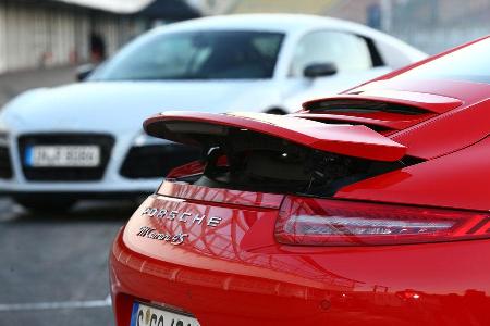 Audi R8 FSI Quattro, Porsche 911 Carrera 4S, Heckspoiler