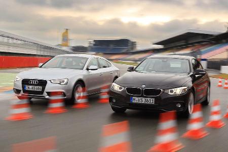 Audi A5 Sportback 2.0 TDI Ultra, BMW 418d Gran Coup, Frontansicht Audi A5 Sportback 2.0 TDI Ultra, BMW 418d Gran Coup, Frontansicht