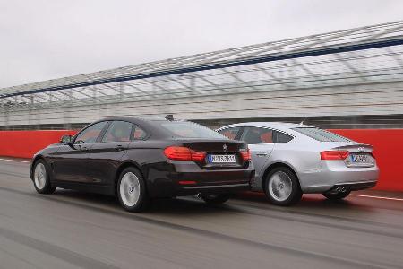 Audi A5 Sportback 2.0 TDI Ultra, BMW 418d Gran Coup, Heckansicht