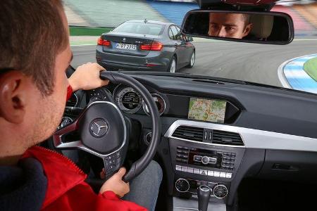 BMW 316d, Mercedes C 180 CDI, Cockpit, Lenkrad