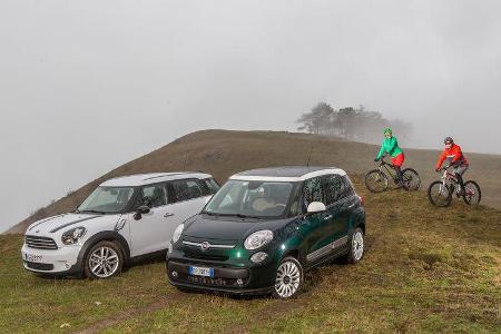Fiat 500L 0.9 Twinair Lounge, Mini One Countryman, Frontansicht