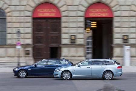 BMW 520d Touring, Jaguar XF Sportbrake 2.2D, Seitenansicht