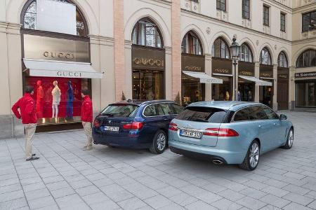 BMW 520d Touring, Jaguar XF Sportbrake 2.2D, Heckansicht