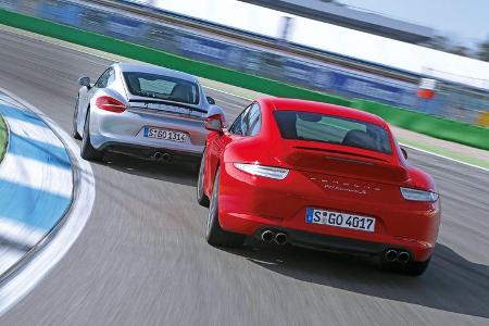 Porsche Cayman S, Porsche 911 Carrera S, Heckansicht