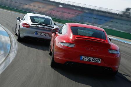 Porsche Cayman S, Porsche 911 Carrera S, Heckansicht