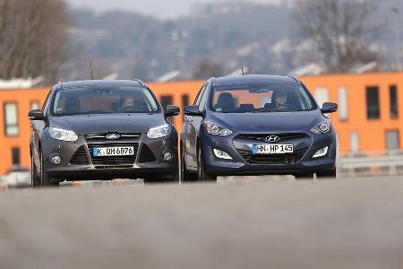 Hyundai i30 1.6 CRDI, Ford Focus 2.0 TDCi, Frontansicht