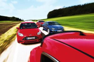 Ford Focus ST, Opel Astra OPC, Renault Mgane RS, VW Scirocco R, Frontansicht