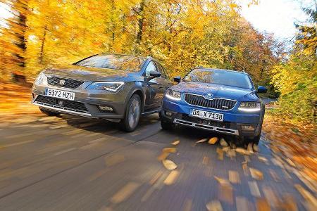 Seat Leon ST X-Perience 2.0 TDI, Skoda Octavia Scout 2.0 TDI 4x4, Frontansicht Seat Leon ST X-Perience 2.0 TDI, Skoda Octavia Scout 2.0 TDI 4x4, Frontansicht