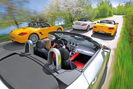Audi TTS Roadster, BMW Z4 35i, Mercedes SLK 350, Porsche Boxter S