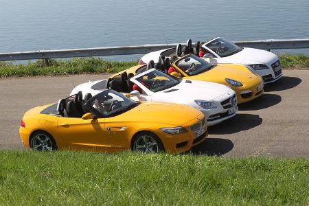 Audi TTS Roadster, BMW Z4 35i, Mercedes SLK 350, Porsche Boxter S