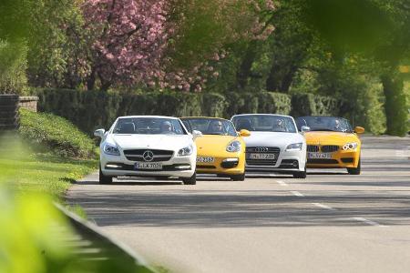 Audi TTS Roadster, BMW Z4 35i, Mercedes SLK 350, Porsche Boxter S