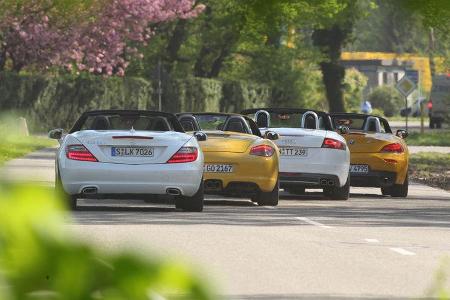 Audi TTS Roadster, BMW Z4 35i, Mercedes SLK 350, Porsche Boxter S