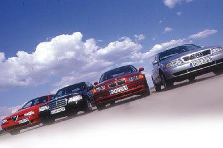 Alfa Romeo 156 2.5 V6 24 V, Audi A4 2.8, Mercedes C 280, BMW 328i Alfa Romeo 156 2.5 V6 24 V, Audi A4 2.8, Mercedes C 280, BMW 328i