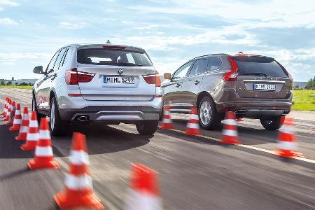 BMW X3 20d xDRIVE, Volvo XC60 D4 AWD, Heckansicht