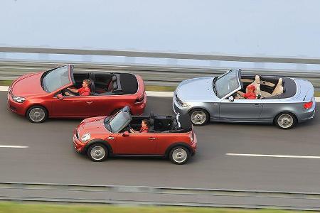 Vergleichstest VW Golf Cabrio, mini Cooper S Cabrio, BMW 1er Cabrio