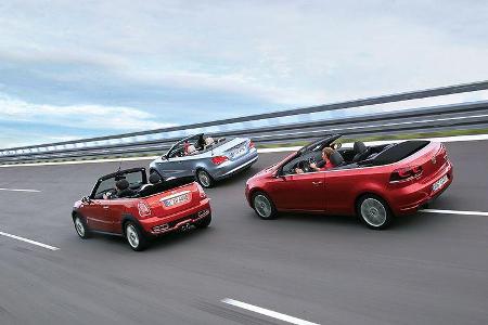 Vergleichstest VW Golf Cabrio, mini Cooper S Cabrio, BMW 1er Cabrio
