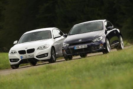 BMW 220i, VW Scirocco 2.0 TSI, Frontansicht BMW 220i, VW Scirocco 2.0 TSI, Frontansicht