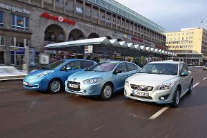 Elektroautos Nissan Leaf, Renault Fluence Z. E., Volvo C30 Electric