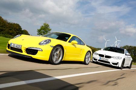 BMW M4, Porsche 911 Carrera S, Seitenansicht