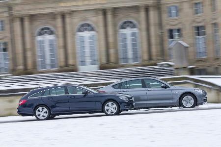 BMW 520d GT, Mercedes CLS 250 CDI SB, Seitenansicht