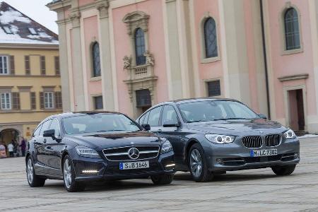 BMW 520d GT, Mercedes CLS 250 CDI SB, Frontansicht