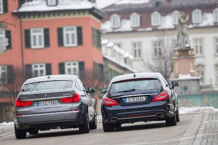 BMW 520d GT, Mercedes CLS 250 CDI SB, Heckansicht