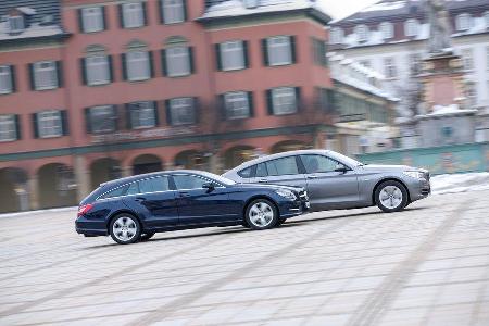 BMW 520d GT, Mercedes CLS 250 CDI SB, Seitenansicht
