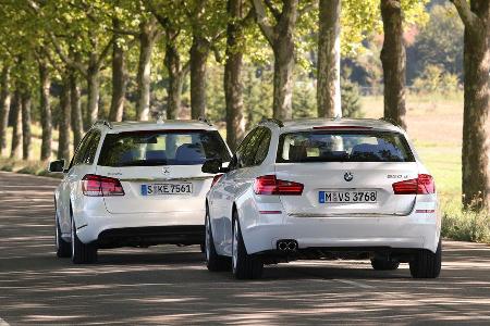 BMW 520d Touring, Mercedes E 220 Bluetec T, Heckansicht