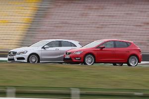 Seat Len 1.4 TSI FR, Mercedes A 200 AMG Sport, Seitenansicht