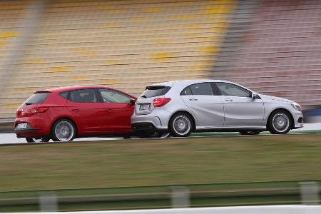 Seat Len 1.4 TSI FR, Mercedes A 200 AMG Sport, Seitenansicht