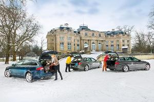 Audi A6 Avant 3.0 TDI Quattro, BMW 530d Touring, Jaguar XF Sportbrake 3.0 V6 D 600, Heckklappe, Heckansicht