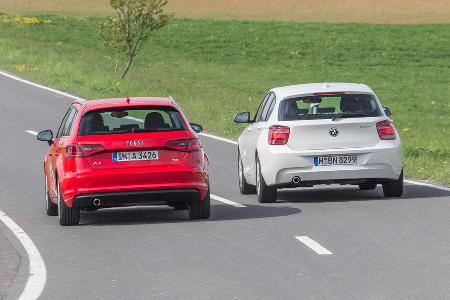 Audi A3 Sportback 1.6 TDI, BMW 114d, Heckansicht