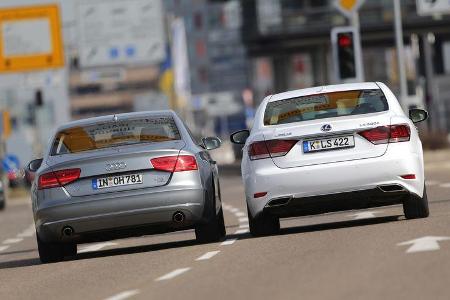 Audi A8 4.0 TFSI quattro, Lexus LS 600h F-Sport, Heckansicht