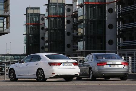 Audi A8 4.0 TFSI quattro, Lexus LS 600h F-Sport, Heckansicht