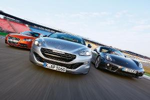 Audi TTS gegen Peugeot RCZ R und Porsche Cayman