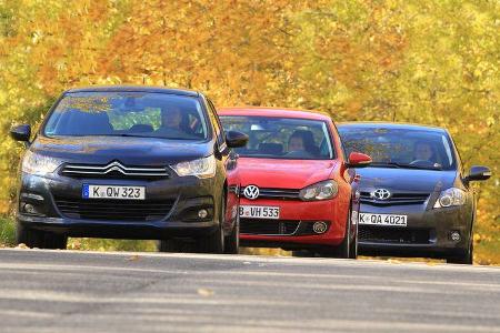 VW Golf, Citroen C4, Toyota Auris