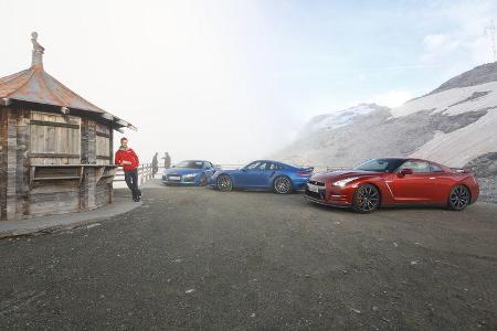 Audi R8 LMX, Nissan GT-R, Porsche 911 Turbo S, Seitenansicht