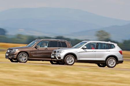 BMW X3 xDRIVE 20d, Mercedes GLK 250 Bluetec 4Matic, Seitenansicht