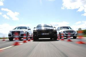 Audi Q5, Mercedes GLK, Porsche Macan, Frontansicht
