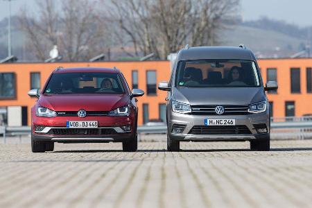 Golf Alltrack 2.0 TDI, Caddy Alltrack 2.0 TDI, Frontansicht Golf Alltrack 2.0 TDI, Caddy Alltrack 2.0 TDI, Frontansicht