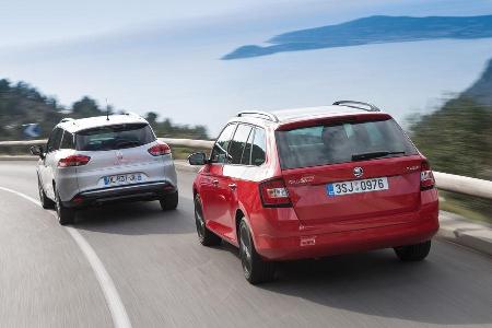 Renault Clio Grandtour, Skoda Fabia Combi, Heckansicht