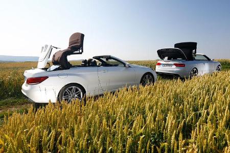 Audi RS 5, Mercedes E 500 Cabriolet, Seitenansicht, Verdeck öffnet