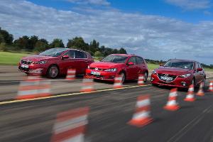 Mazda 3, Peugeot 308 und VW Golf im Vergleich