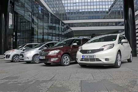 Citroën C3 Picasso, Ford B-Max, Nissan Note, Skoda Roomster, Frontansicht