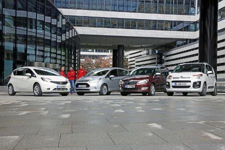 Citroën C3 Picasso, Ford B-Max, Nissan Note, Skoda Roomster, Frontansicht