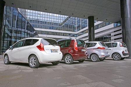 Citroën C3 Picasso, Ford B-Max, Nissan Note, Skoda Roomster, Heckansicht