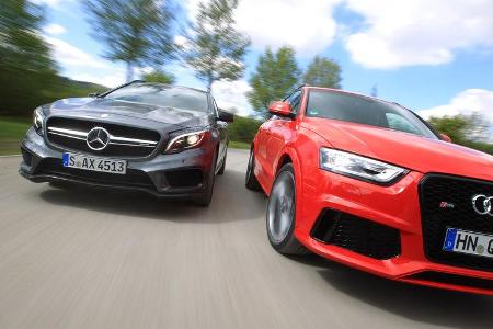 Audi RS Q3, Mercedes GLA 45 AMG, Frontansicht Audi RS Q3, Mercedes GLA 45 AMG, Frontansicht