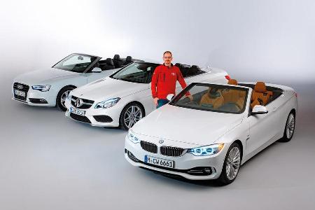 BMW Vierer Cabrio, Audi A5 Cabrio, Mercedes E-Klasse Cabrio, Frontansicht BMW Vierer Cabrio, Audi A5 Cabrio, Mercedes E-Klasse Cabrio, Frontansicht
