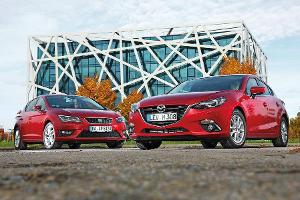 Seat Leon 2.0 TDI, Mazda 3 Skyaktiv D 150, Frontansicht