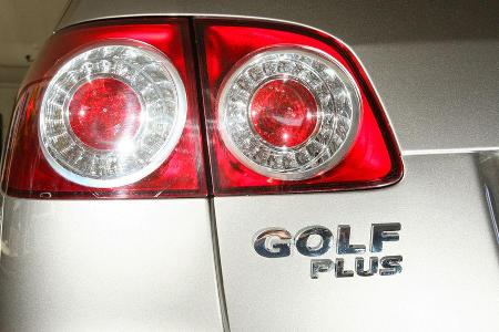 VW Golf Plus 1.6 TDI BMT, Rcklichter, Emblem, Schriftzug